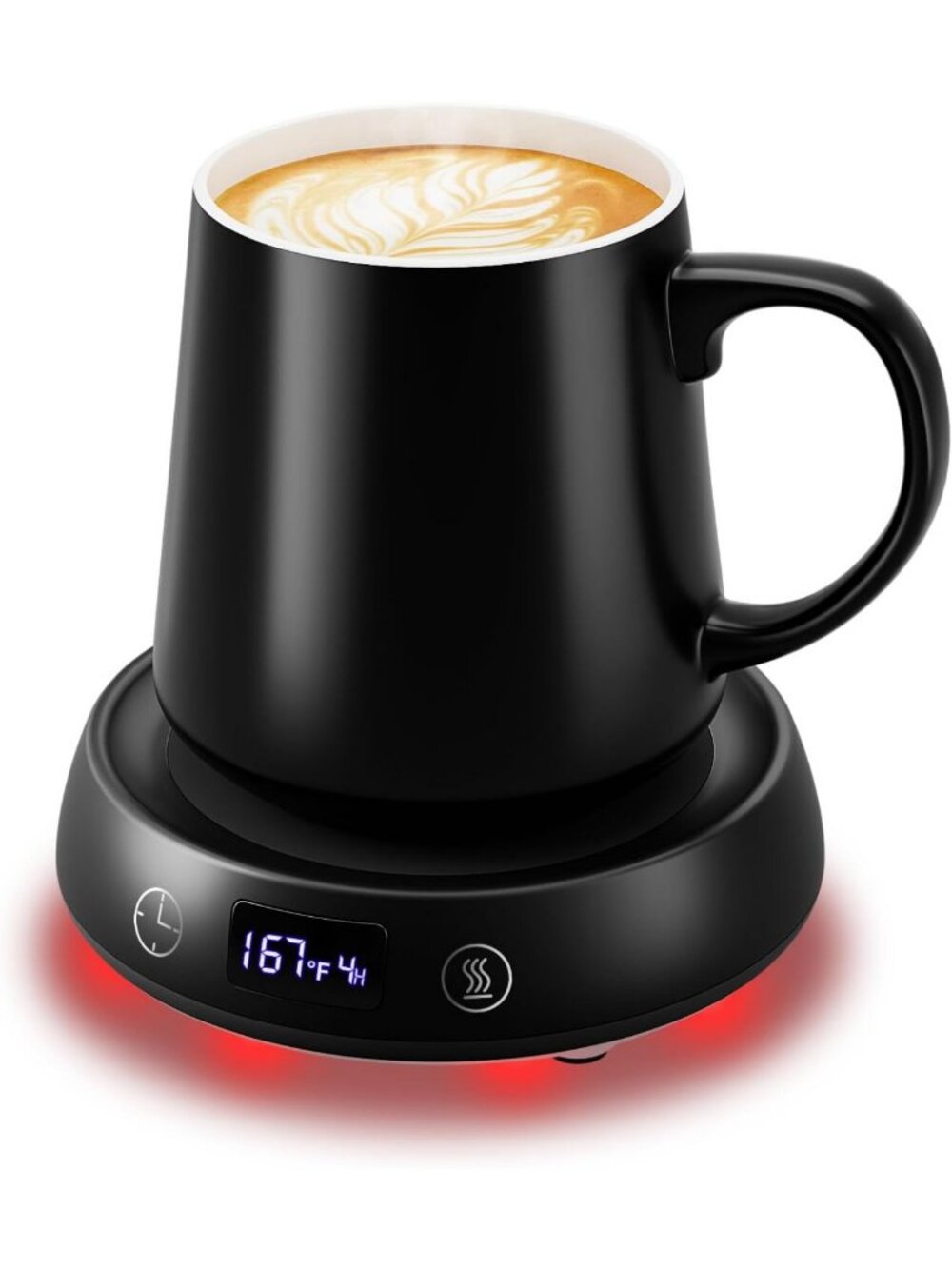 Smart Heated Coffee Mug Warmer & Black Mug Set - 3 Temp Control, Auto Shut Off
